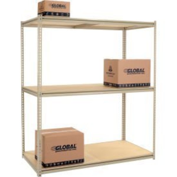 Global Equipment High Capacity Starter Rack 72x24x843 Levels Wood Deck 1000lb Per Shelf Tan 716482